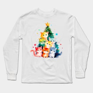 Cat Christmas Tree Long Sleeve T-Shirt